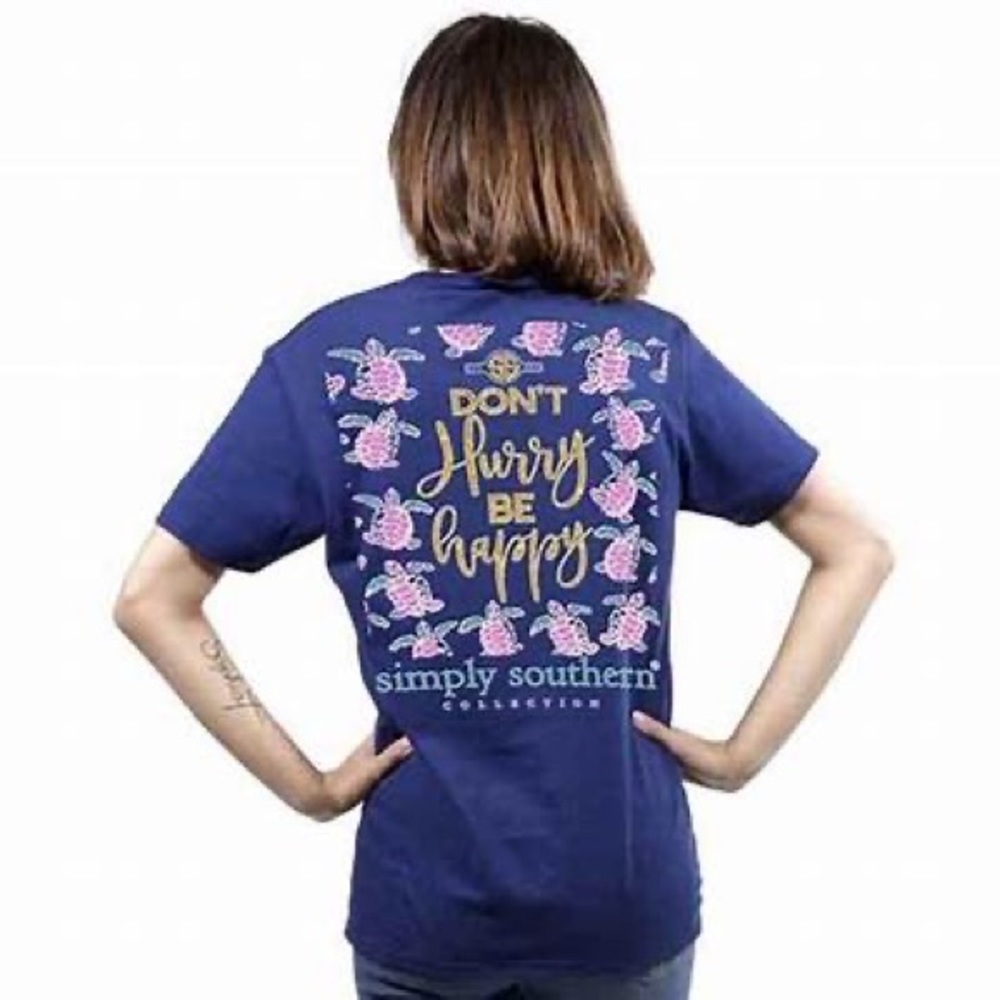 EUC Simply Southern Turtles Don’t Hurry Be Happy T-Shirt Size Small